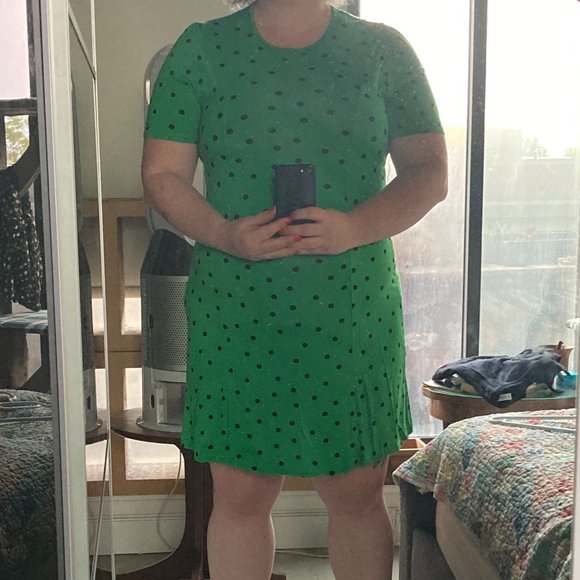 mini dress in green w/black dots - ASOS DESIGN size 12 - Picture 3 of 5